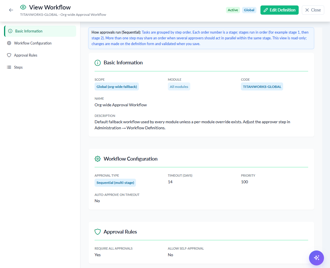 Enterprise GRC Platform workflow view showing governance execution